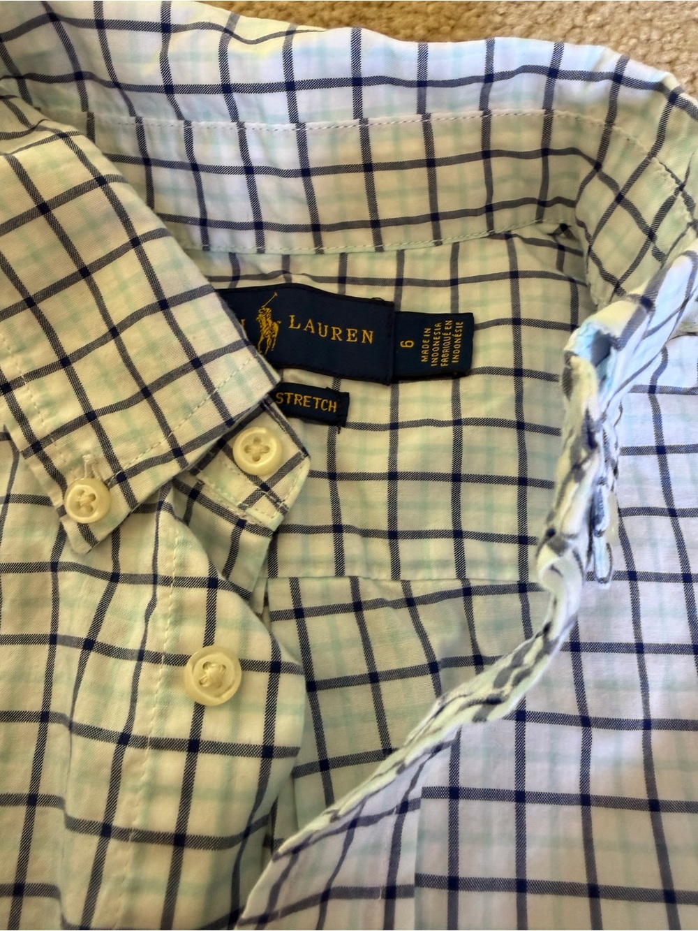 Ralph Lauren White & Navy Windowpane Button-Down Shirt - Picture 5 of 5
